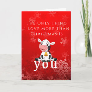 Carte Noël Flacons de neige Red happy baby cow Card