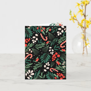 Carte Noël floral noir