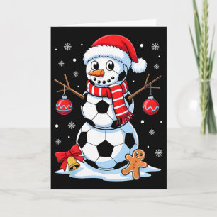 Carte Noël Foot Homme de neige Chapeau de Père Noël Xmas