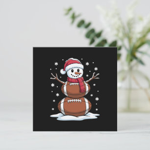 Carte Noël Football Américain Bonhomme de Neige Xmas Spo