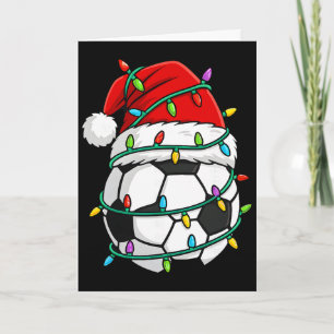 Carte Noël Football Chapeau de Père Noël Lumineux Santa