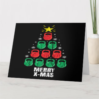 Carte Noël Funny Kettlebells Arbre Vacances Entraînement