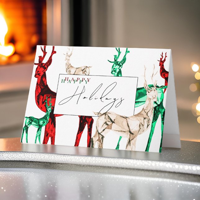 Carte Noël Gemstone Crystal Reindeer Joyeux Vacances (Créateur téléchargé)