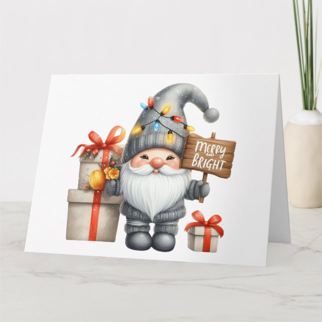 Carte Noël Gnome mignonne (Devant)