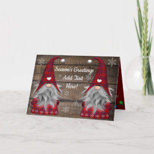 Carte Noël Gnomes Bonnes Fêtes Rustic Wood Ca