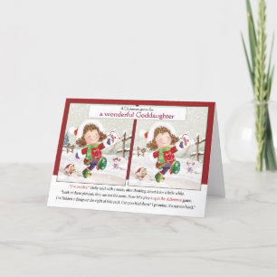 Carte Noël, Godgirl. Repérer la différence