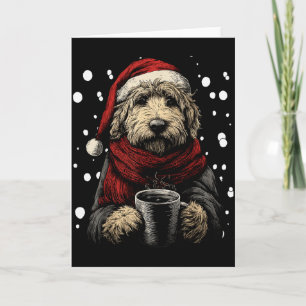 Carte Noël Goldendoodle Chapeau de Père Noël Amoureux du