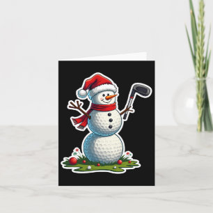 Carte Noël Golf Snowman Santa Hat Funny Golf Lover