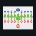 Carte Noël Hanoukka Chrismukkah<br><div class="desc">La carte postale peut être vue comme des arbres de Noël ou Menorah. Tourne-le à l'envers.</div>