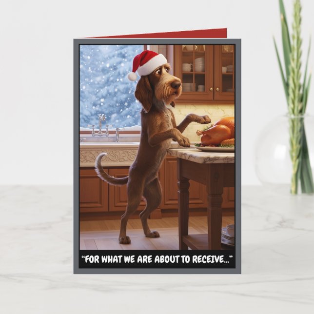 Carte Noël hilarant avec un Spinone Italien (Devant)