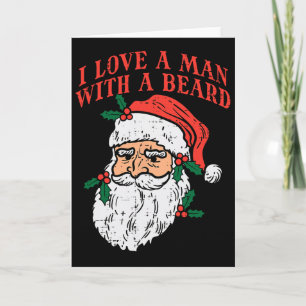 Carte Noël J'aime Homme Avec Barbe Santa Fun Xmas Femme