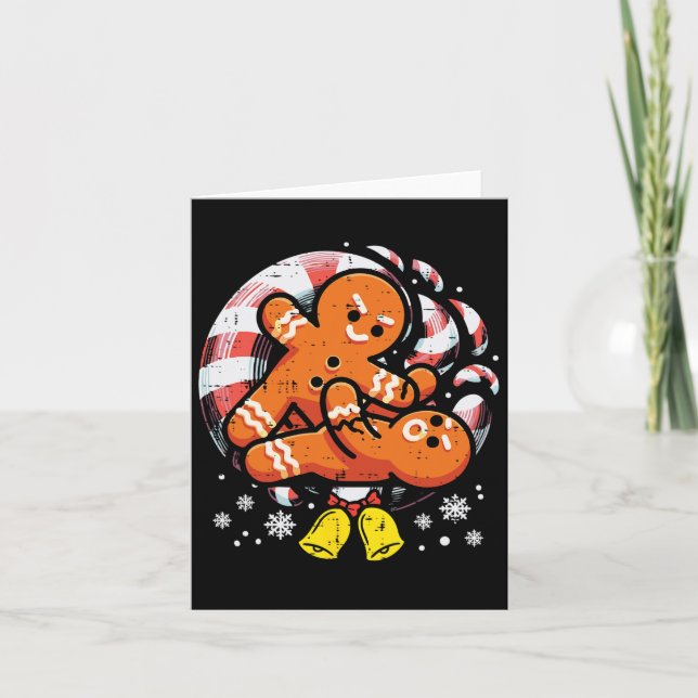 Carte Noël Jiu Jitsu Gingerbread Xmas Bjj Lutte (Devant)