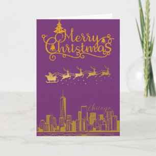 Carte Noël Joyeux à Chicago Skyline