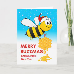 Carte Noël Joyeux Buzzmas Abeille avec ornement de miel