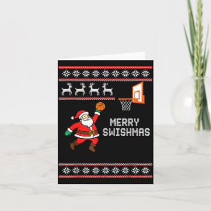 Carte Noël Minimal Joyeux Swishmas Basket-ball Moche