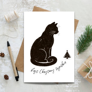 Carte Noël minimaliste de première année ensemble Chat N