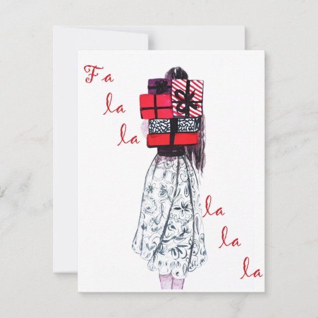 Carte Noël mode salutation cad, Fa la la la (Devant)