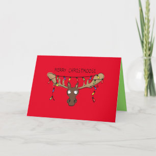 Carte Noël Moose mignonne drôle animal de vacances