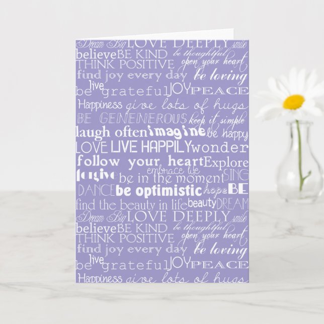 Carte Noël Mots Inspirants Blanc Violet (Petite plante)