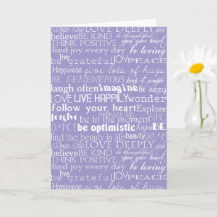 Carte Noël Mots Inspirants Blanc Violet