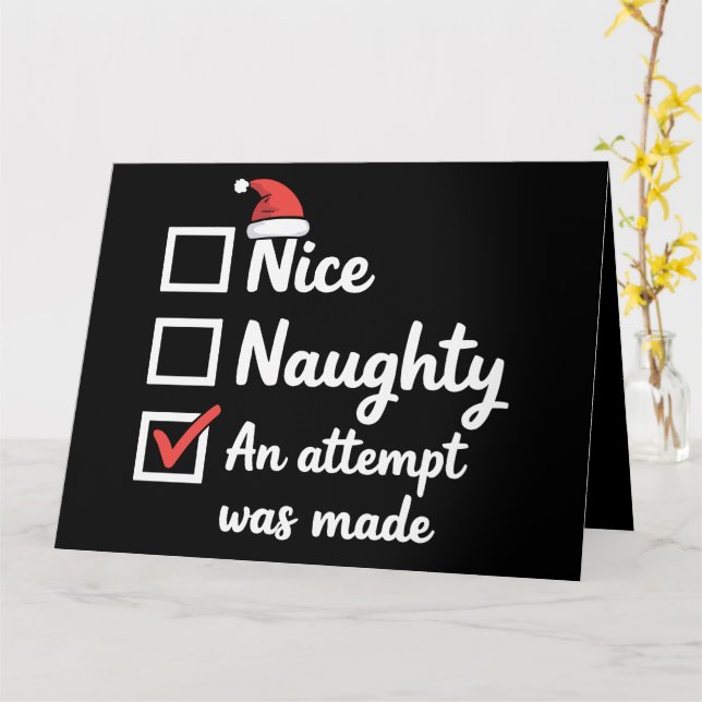 Carte Noël Nice Naughty Tentative A Été Fait Noël (Fleur jaune)