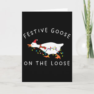 Carte Noël Oie Festive Drôle Vintage En Liberté