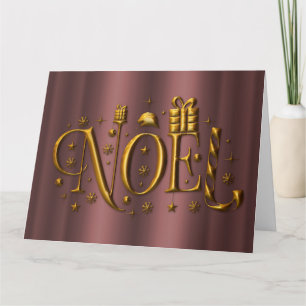 Carte Noel or et Noël or Rose