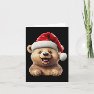 Carte Noël Ours Père Noël Chapeau Noël Funky Ours Noël O