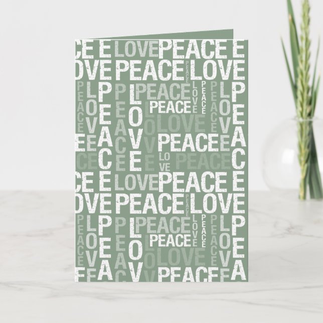 Carte Noël Paix Amour Blanc Vert (Devant)