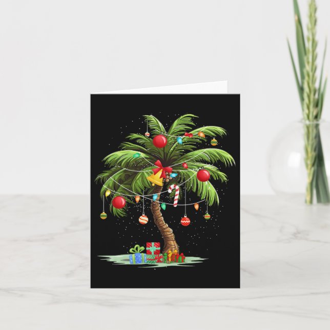 Carte Noël Palm Tree Lumière Hawaï Tropical Noël 3 (Devant)