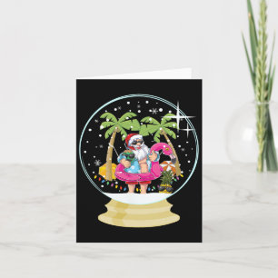 Carte Noël Palm Tree Surfing Beach Snow Globe Summe