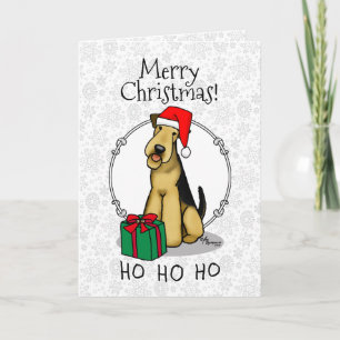 Carte Noël Père Noël Airedale Terrier HO HO