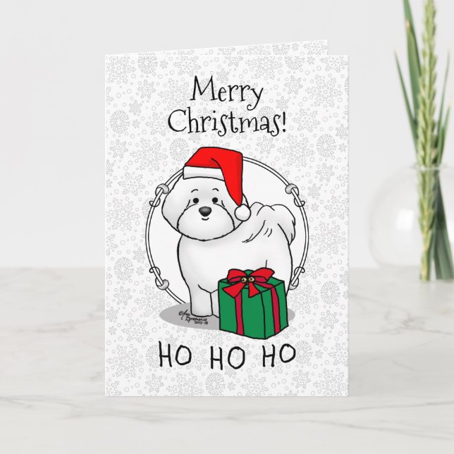 Carte Noël Père Noël Bichon Frise Chien mignonne (Devant)
