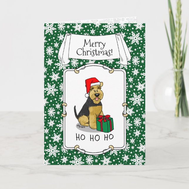 Carte Noël Père Noël Casquette Welsh Terrier Chien migno (Devant)