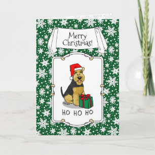 Carte Noël Père Noël Casquette Welsh Terrier Chien migno