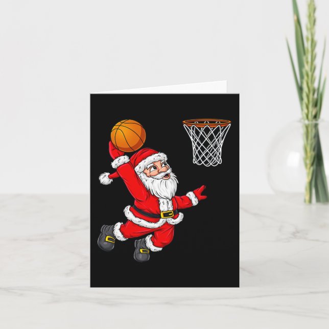 Carte Noël Père Noël Dunking Un Fun De Basket-ball Xma (Devant)