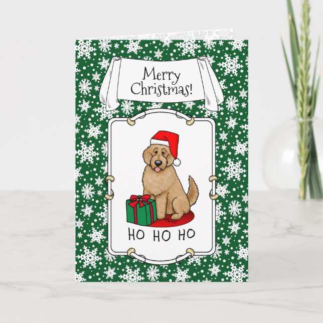Carte Noël Père Noël Goldendoodle (rouge or) Chien migno (Devant)