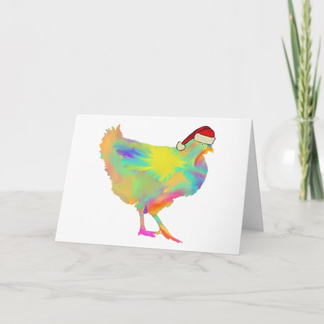 Carte Noël Père Noël poulet drôle Festive Hen Humour (Devant)