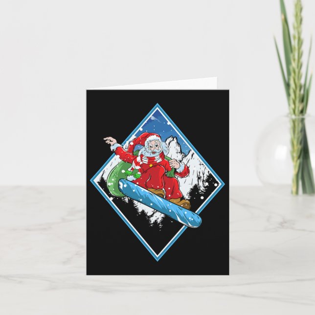 Carte Noël Père Noël Snowboard (Devant)
