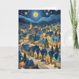 Carte Noël personnalisable Starry Night Art