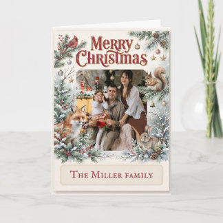 Carte Noël personnalisé avec photo de faune forestière r