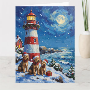Carte Noël Phare de vacances Terrier Écossais