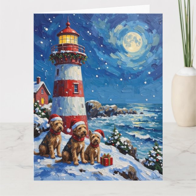 Carte Noël Phare de vacances Terrier Écossais (Devant)