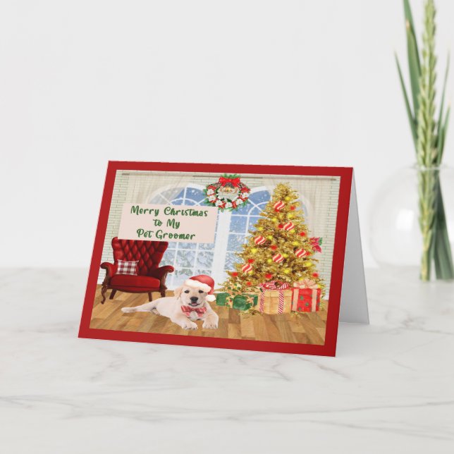 Carte Noël pour Groomer pour animaux de compagnie avec L (Devant)