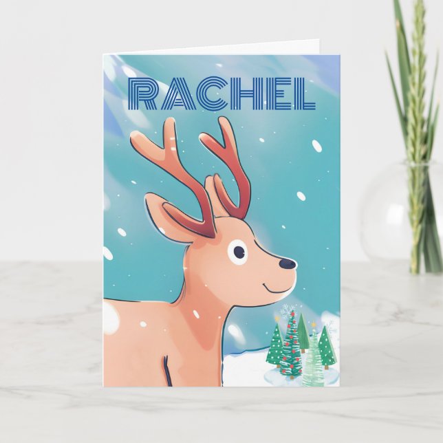 Carte Noël pour Rachel Cute Baby Deer dans la neige (Devant)