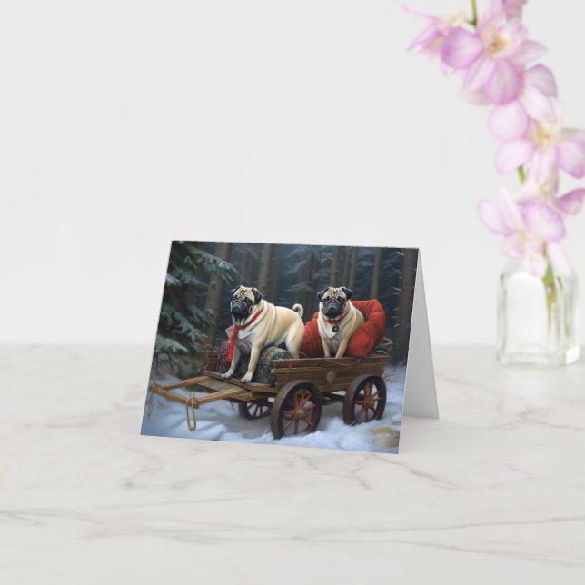 Carte Noël Pug Saison Festive (Orchidée)