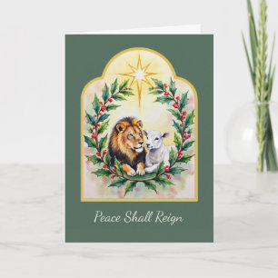 Carte Noël religieux Le lion et l'agneau et l'étoile