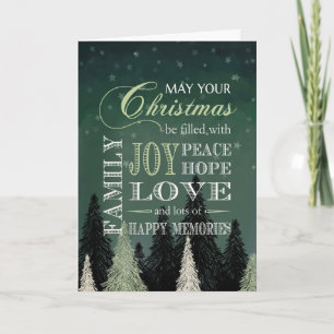 Carte Noël rempli de Joy Peace Hope Love Famille