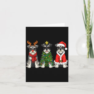 Carte Noël Rétro Miniature Schnauzer Père Noël Renne