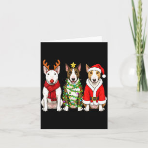 Carte Noël Rétro Taureau Terrier Santa Renne Chien Lo